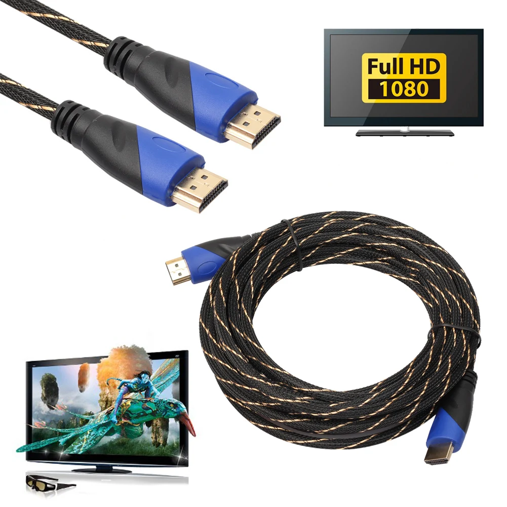 Cable trenzado compatible con HDMI V1.4 AV HD 3D para PS3, Xbox, HDTV, medidores 0,5 P con cabezal de enchufe chapado en oro antideslizante, 1/1/1080. 8/3M - imagen 2