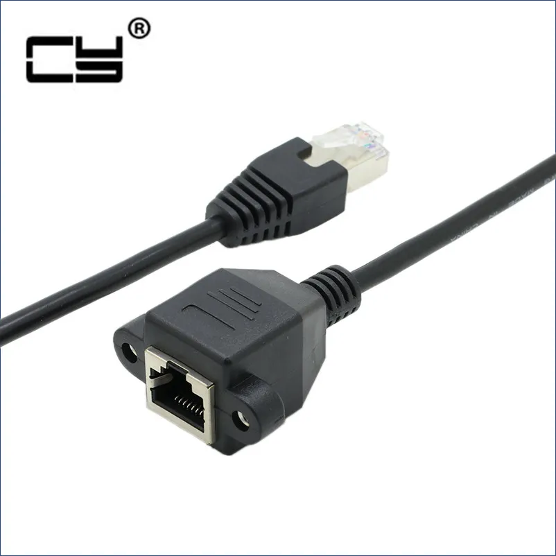 Cable de extensión de red Ethernet LAN Cat 5 RJ45 macho a hembra con montaje en Panel de tornillo, 30cm, 60cm, 100cm, 150cm, 2m, 3m, 5 m, 10m - imagen 3