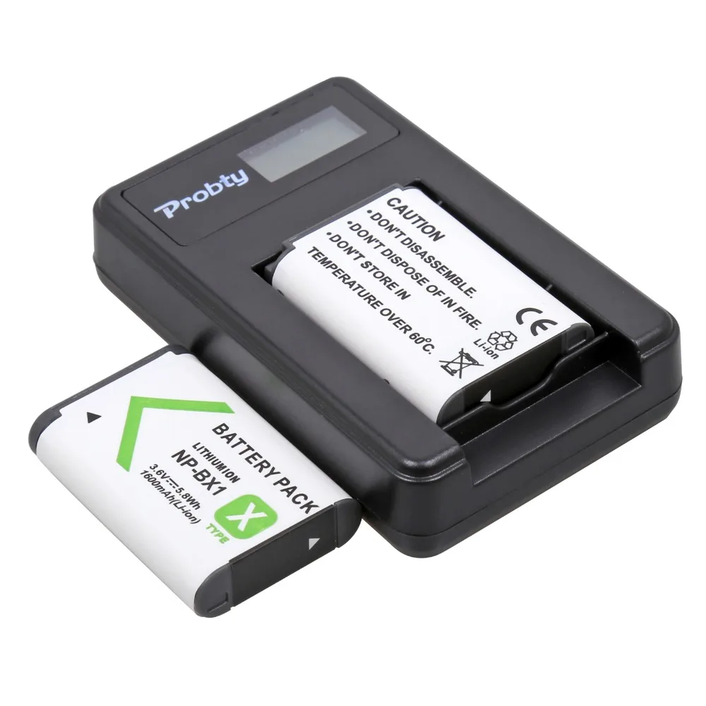 2 uds SONDA NP-BX1 NP BX1 baterías + cargador LCD para Sony DSC-RX100 DSC-WX500 IV RX10 II HX300 WX300 HDR-AS15 CX240E MV1 AS30V