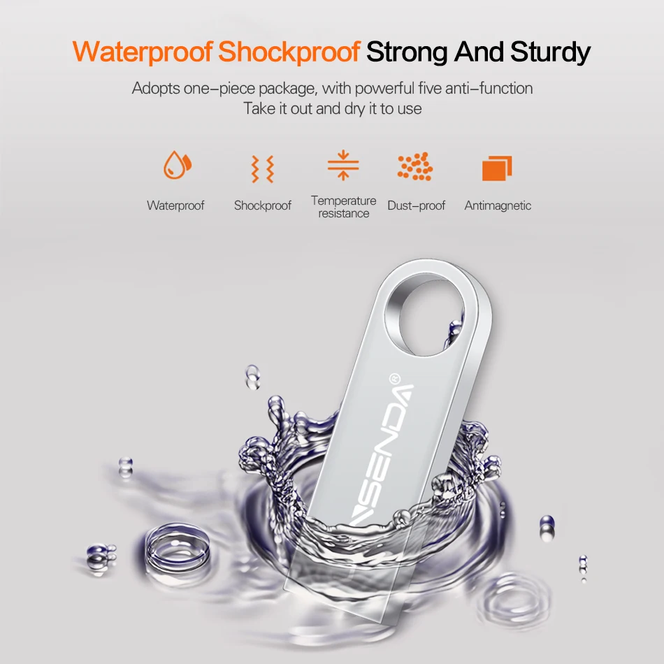 WANSENDA-Mini unidad Flash USB de Metal, Pendrive resistente al agua de 32GB, 16GB, 8GB, 4GB, 64GB, 2,0 - imagen 4