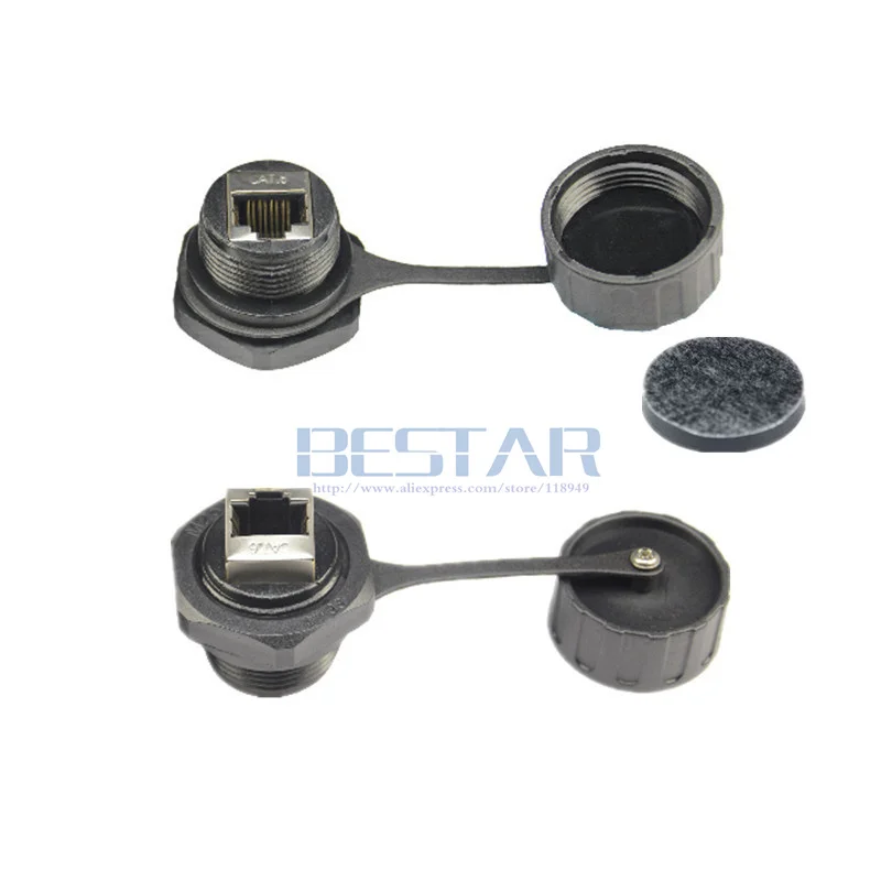 Conector de blindaje RJ45 hembra a hembra, resistente al agua, cabeza recta, Ethernet LAN M25, enchufe con cubierta para Cable de red - imagen 5