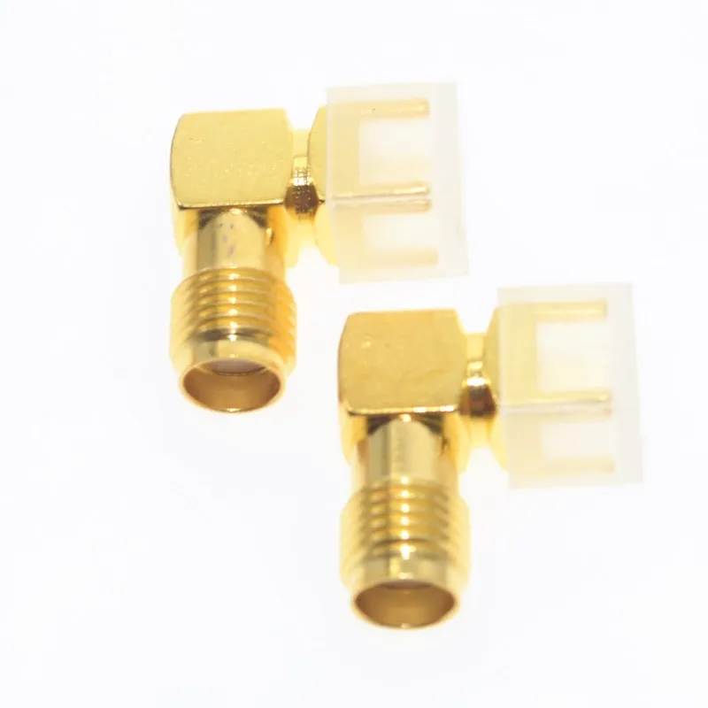 Adaptador de RP-SMA-KWE dorado para montaje en PCB, conector macho de clavija de ángulo recto Coaxial RF SMA, RP-SMA, 10 Uds. - imagen 2