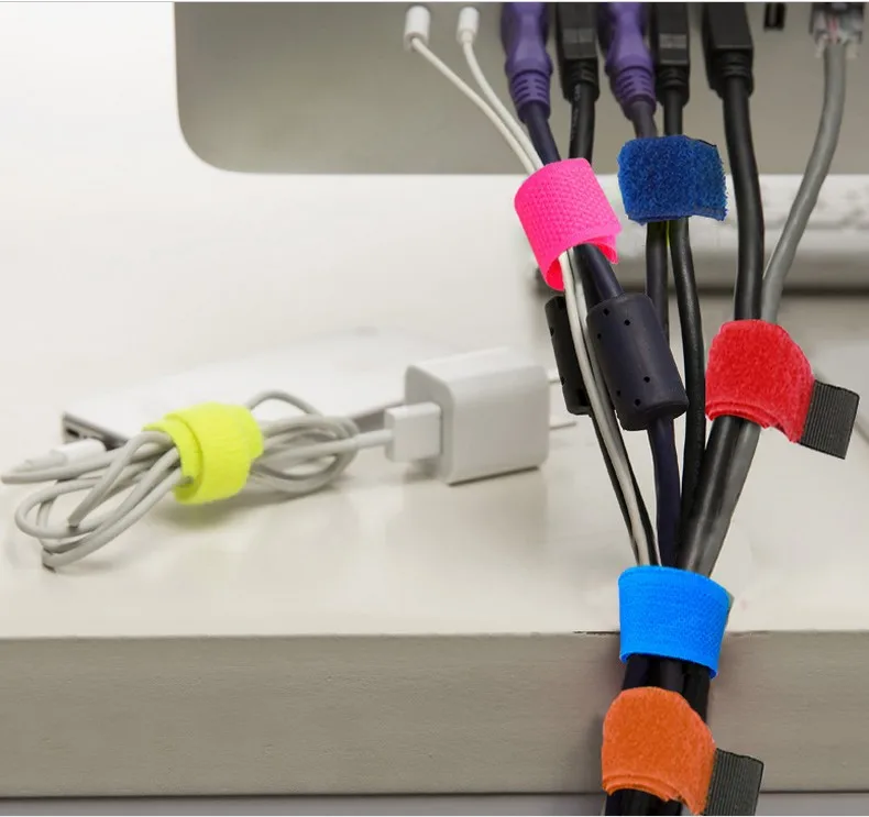 Organizador de Cables de 50 piezas, enrollador envuelto, adhesivo, Correa adhesiva, USB, PC, TV, soporte de enchufe, cinturón de gestión - imagen 2