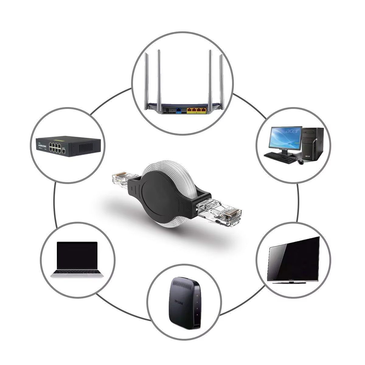 Cable RJ45 Cat 5e retráctil 1,5 metros Ethernet - imagen 2