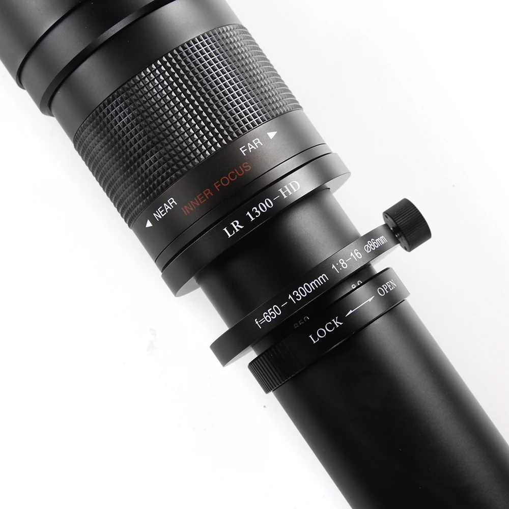 Teleobjetivo de 650-1300mm f/8-16 con Zoom Manual, adaptador de montaje TELE + T2 para cámara Canon, Nikon, DSLR, EF, lente de montaje de EF-S, novedad - imagen 4