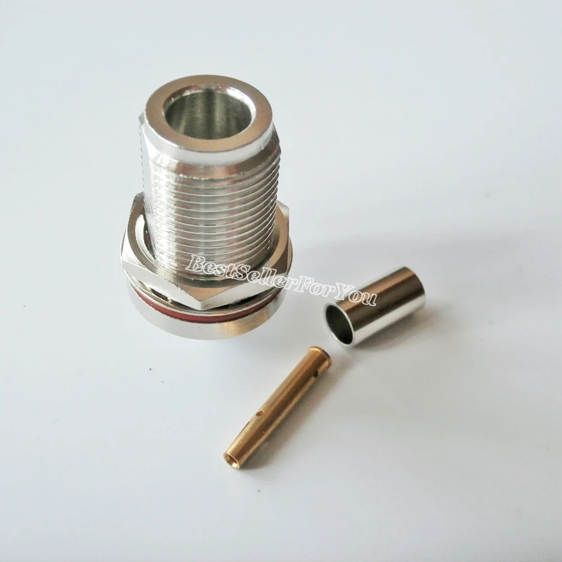 Conector N hembra de 1 pieza, pasador de soldadura, engarce RG174, RG316, LMR100 - imagen 2