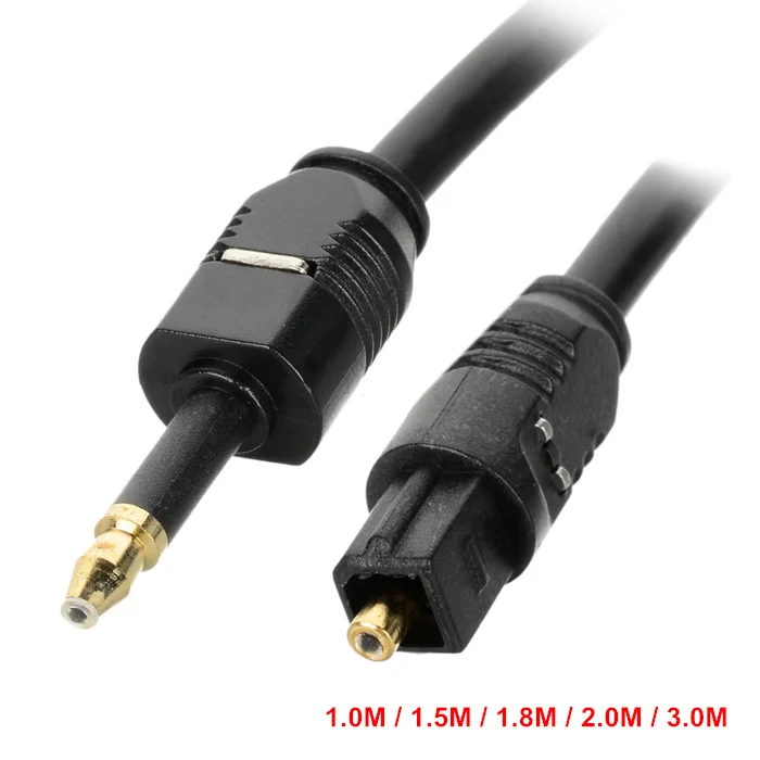 Toshiba Gold Connector Audio óptico digital Toslink a mini cable adaptador Toslink de 3,5 mm disponible en múltiples longitudes 1 m-10 pies