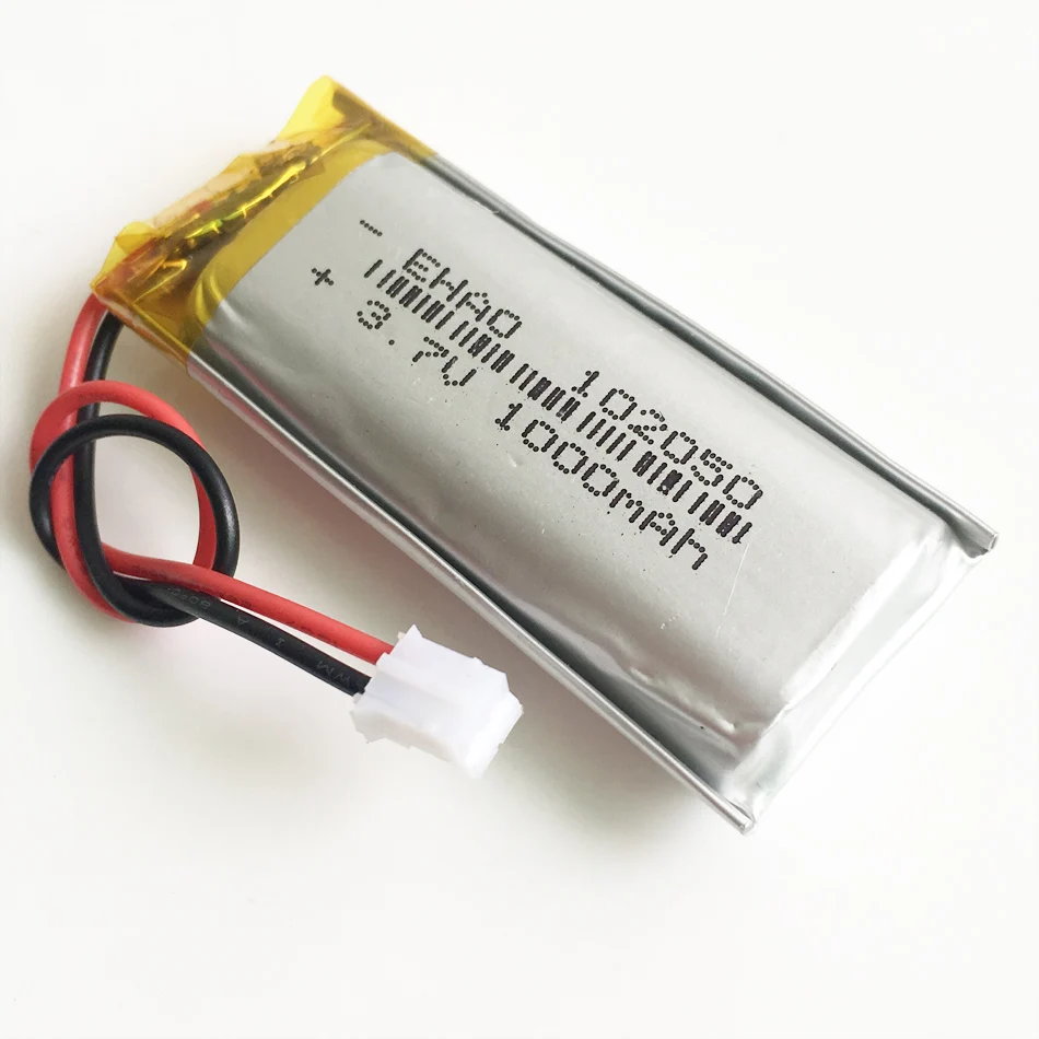 Batería recargable Lipo de 3,7 V, 1000mAh, 102050 + JST, 2 pines, enchufe de 2,0mm para Bluetooth, KTV, micrófono con cable para el hogar, cámara GPS - imagen 3