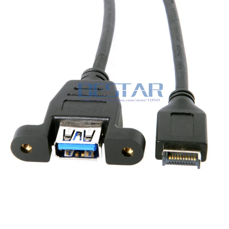 50CM 0,5 M USB 3,1 tipo C a USB 3,0 tipo a Cable de extensión hembra cabezal de Panel frontal macho con tornillos de montaje para electrónica - imagen 3
