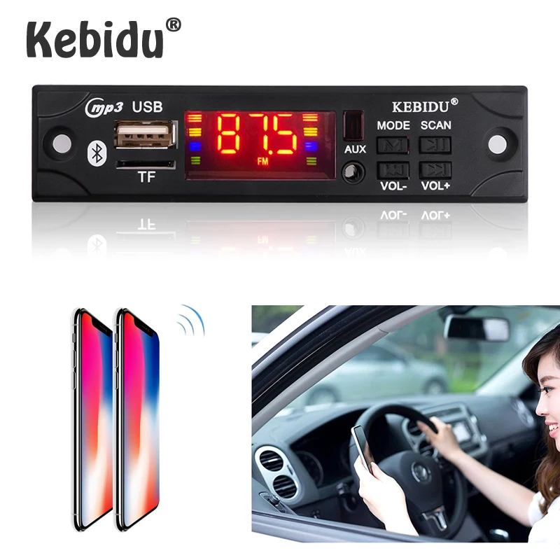 Kebidu-Soporte de Audio para coche, módulo de Radio FM USB TF, inalámbrico, Bluetooth, 6V, 24V, MP3, placa decodificadora WMA, reproductor de MP3 con Control remoto