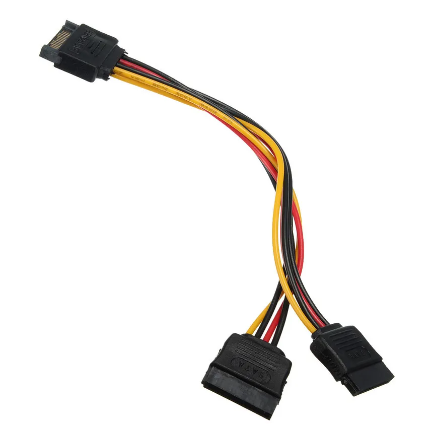 1 Uds SATA II alimentación de disco duro 15Pin SATA macho a 2 hembra 15Pin potencia HDD divisor alta calidad Y 1 a 2 Cable de extensión 20CM - imagen 3
