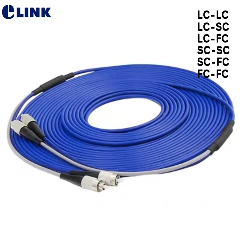 Cable de conexión de fibra óptica de 2 núcleos, cable blindado azul LC STSCAPC LCAPC FC SM ftth jumper monomodo 2C - imagen 4