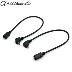 Cable de extensión Micro USB 2,0 macho a hembra en ángulo de 90 grados arriba y abajo pines completos conectados 20 cm 0,2 m para sincronización y carga de datos