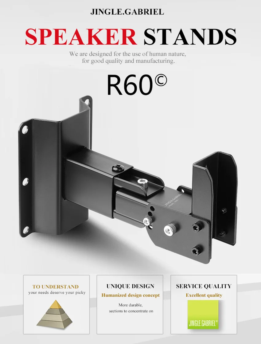 Un anuncio de producto para SOPORTES PARA ALTAVOCES de JINGLE.GABRIEL. Los stands están diseñados para el uso de la naturaleza humana, centrándose en la buena calidad y la fabricación. El precio está indicado como R60.