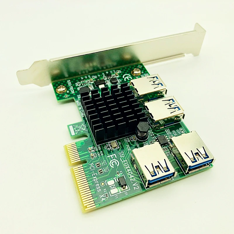 PCI Express-Tarjeta elevadora de 1 a 4 16X PCIe, PCI-E 4X a 4, adaptador USB 3,0, tarjeta multiplicadora de puerto para minería de Bitcoin BTC, nuevo - imagen 3