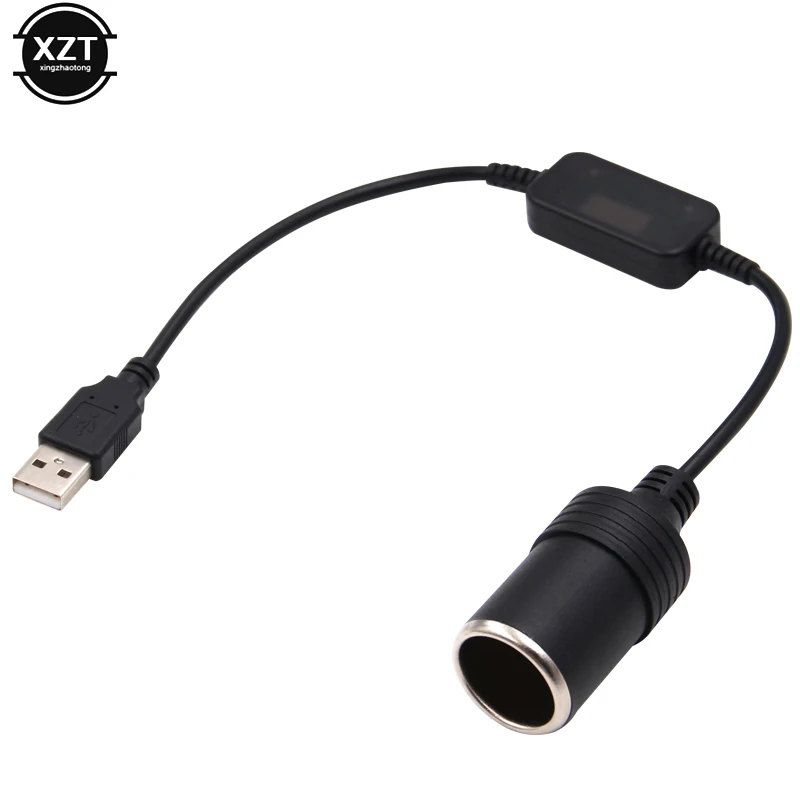Controlador con cable, puerto USB de 5V a 12V, encendedor de cigarrillos de coche, enchufe hembra, cable de alimentación para Xiaomi Power Bank, adaptador convertidor DVR