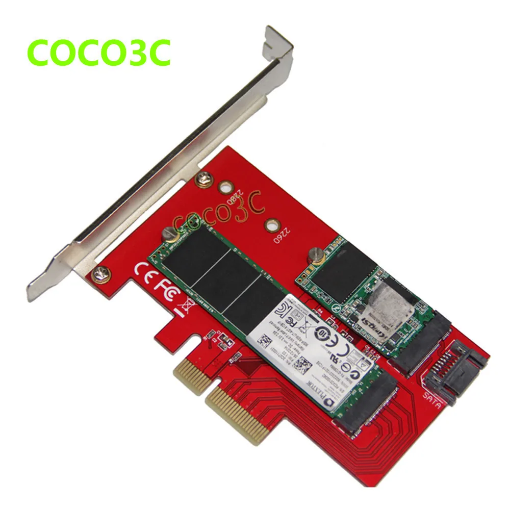 2 in 1 PCI-e 4x to B Key NGFF SSD + WiFi & Bluetooth 4.0 M.2 wireless Module SATA 3.0 to M Key M.2 SSD adapter 2