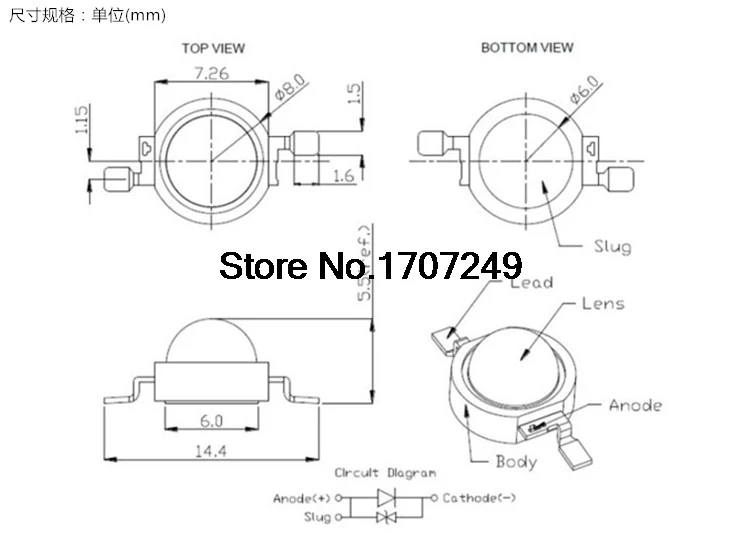 Cuentas de lámpara LED de alta potencia, Chip SMD de diodo emisor de luz, color mixto, blanco, rojo, verde, azul, amarillo, 1W, 3W, 50 unidades - imagen 5