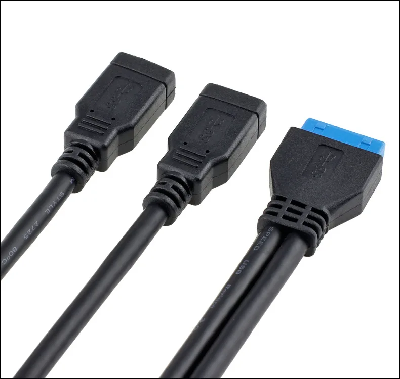 Adaptador de cable usb 3,0 para ordenador de escritorio, conector macho de 20 pines a 2 usb a hembra para placa base Asus P7P55/USB3 Gigabyte Msi Onda - imagen 3