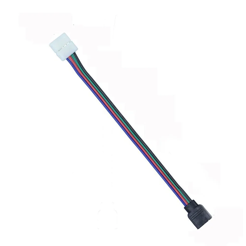 1 Uds 4 pines 5050 3828 RGB tira de LED hembra conector sin soldadura Cable Cables de extensión Clip - imagen 2