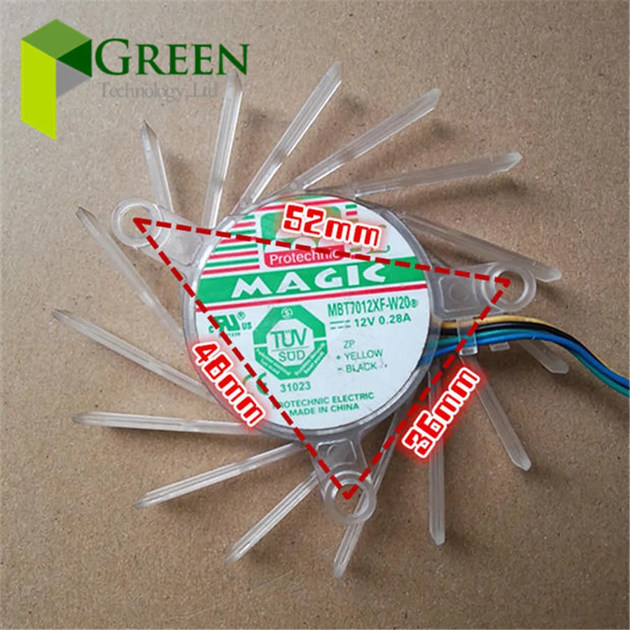 MBT7012XF-W2012V mágico Original para NVIDIA 9600GT 9800GT, hoja de ventilador de tarjeta gráfica, 0,28a, 36x48x52MM, 4 cables - imagen 5