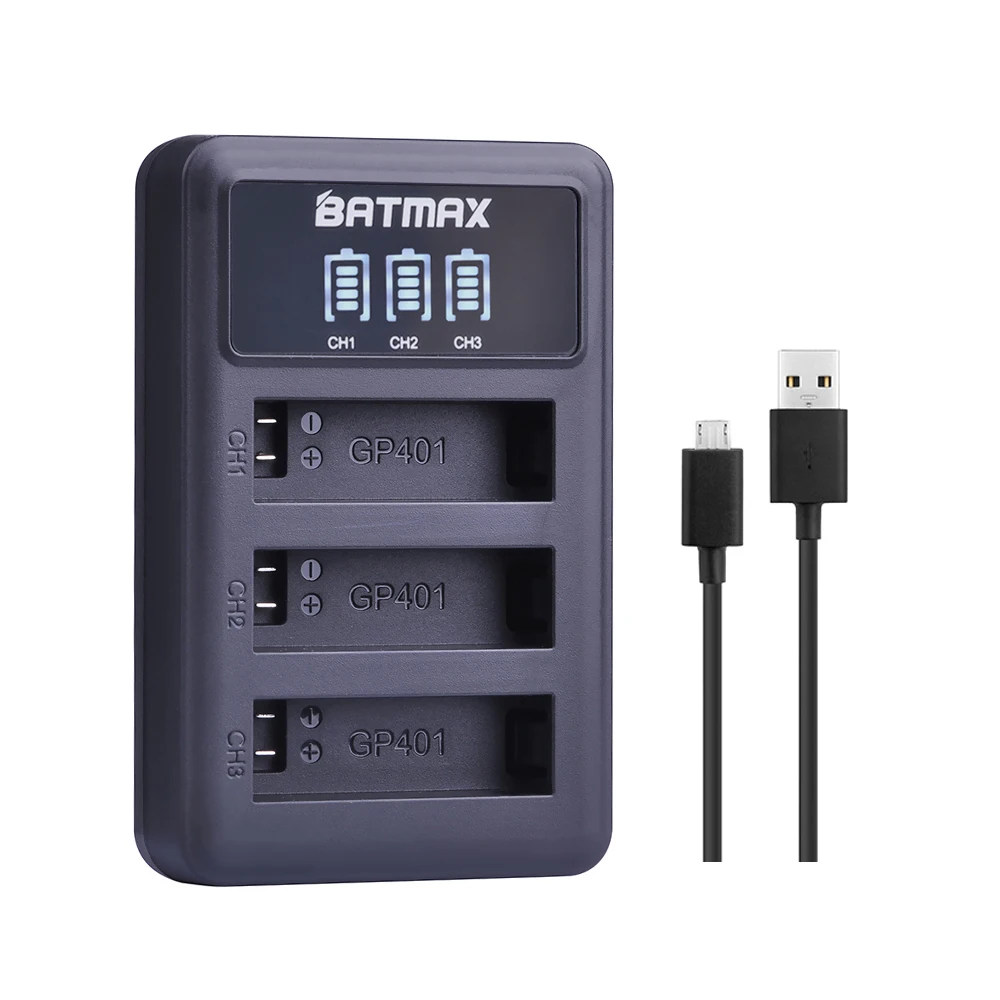 Batmax para Gopro Hero 4 batería de 1680mAh AHDBT-401 con LED USB cargador de 3 ranuras para GoPro Hero 4 cámara de acción deportiva - imagen 4
