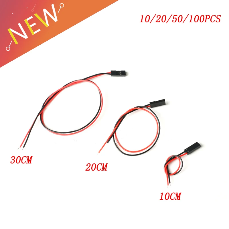 20 piezas/10 unidades de Cable Dupont de 2 pines, Cable conector de puente hembra de 2 pines, longitud de paso de 2,54mm, 10CM, 20CM, 30CM, cabezal único para impresora 3D - imagen 3