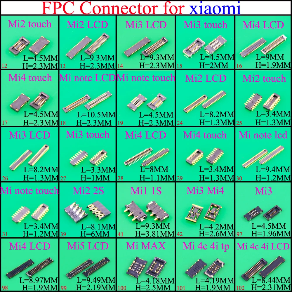Conector FPC para placa base, puerto para pantalla de visualización de 13, 21, 23, 25, 31, 33, 35, 39, 45, 51, 61, 41, 57, 71 pines - imagen 2