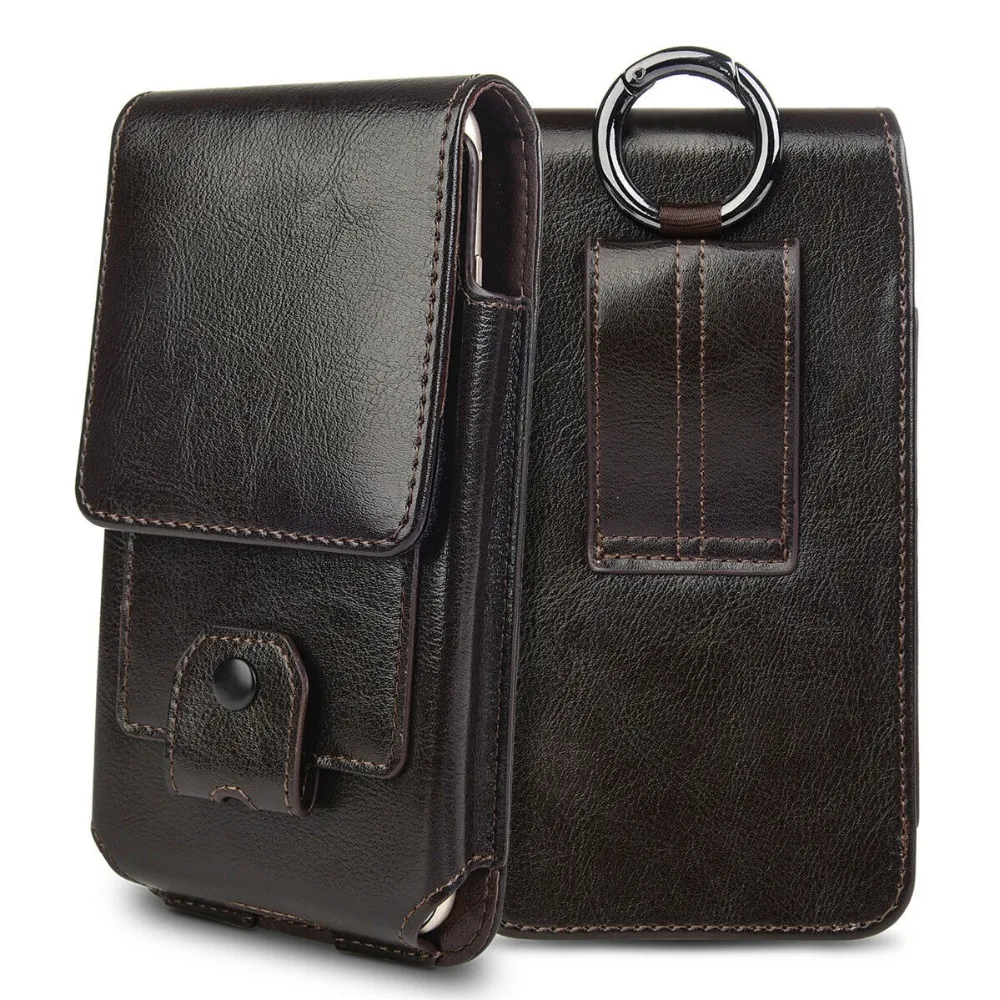 Genuine leather phone pouch Flip holster belt clip vertical waist bag for iphone Xs max 6 7 8 plus universal phone case for XR (8)