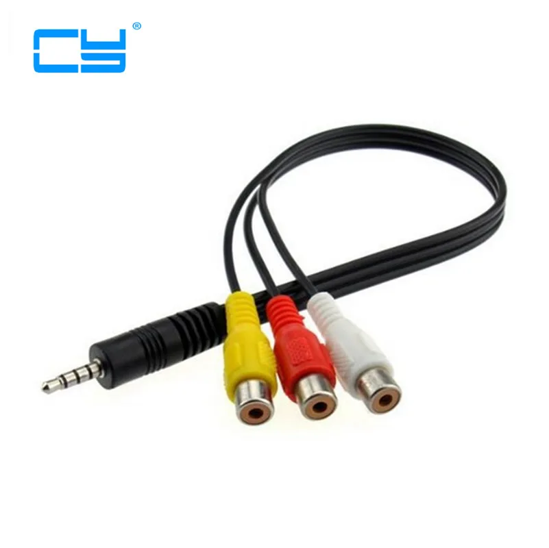 Conector macho de alta velocidad de 3,5mm a 3 RCA hembra, adaptador de enchufe, convertidor de Audio, Cable AV de vídeo