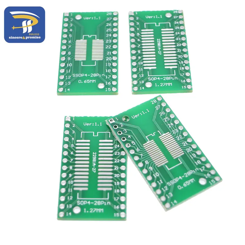 10 unids/lote SO/SSOP/SOIC/MSOP TSSOP28/SOP28 giro DIP28 1,27 MM/0,65 MM giro 2,54 MM adaptador IC enchufe/placa adaptadora/PCB - imagen 5