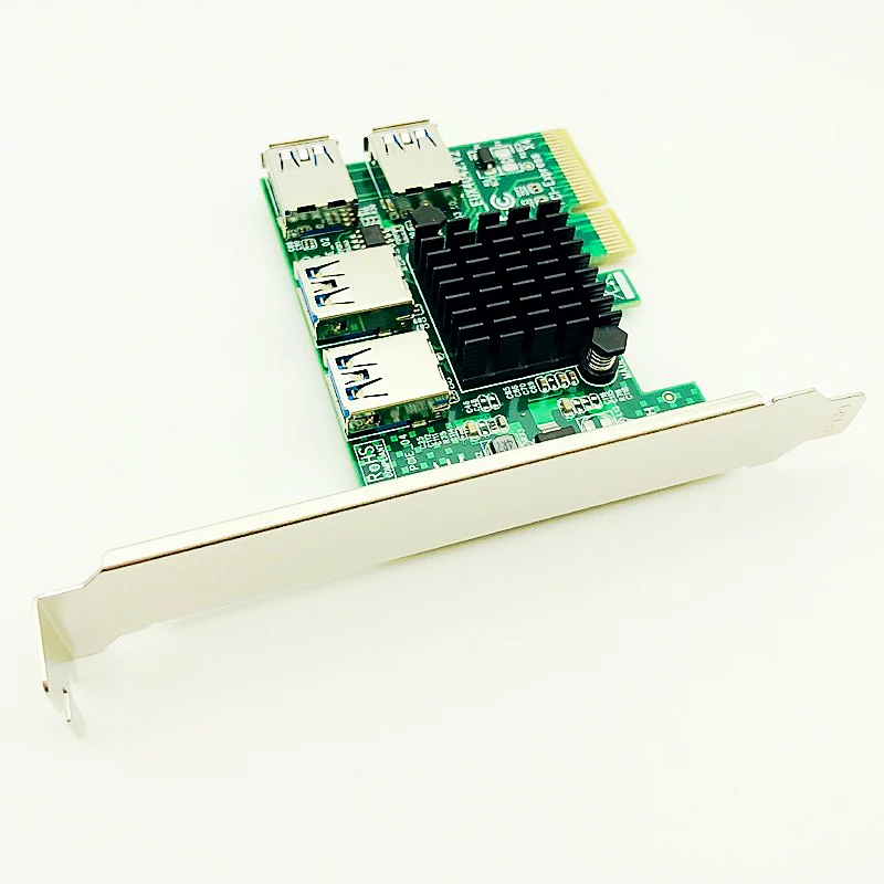 PCI Express-Tarjeta elevadora de 1 a 4 16X PCIe, PCI-E 4X a 4, adaptador USB 3,0, tarjeta multiplicadora de puerto para minería de Bitcoin BTC, nuevo - imagen 5