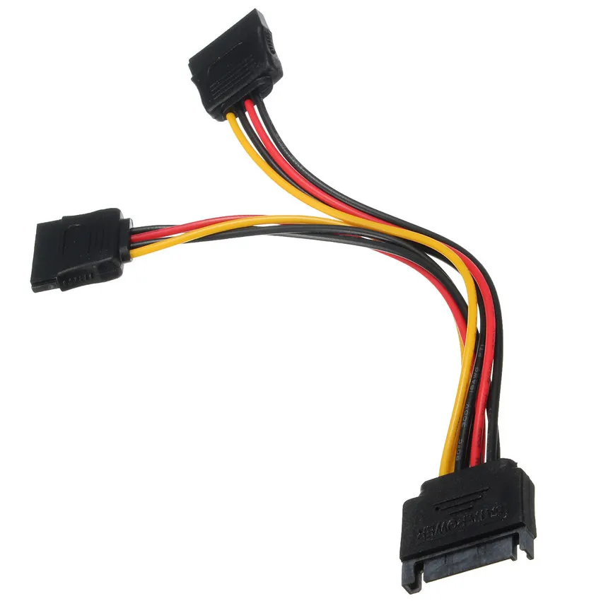1 Uds SATA II alimentación de disco duro 15Pin SATA macho a 2 hembra 15Pin potencia HDD divisor alta calidad Y 1 a 2 Cable de extensión 20CM - imagen 4