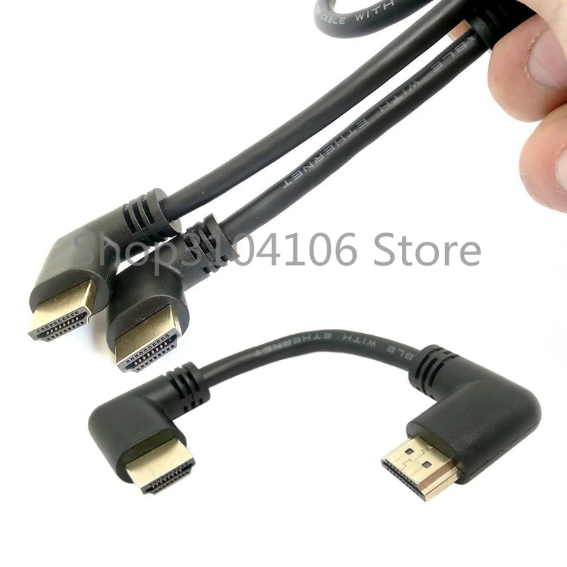 Compatible con HD 2,0 4K 3D Dual 90 grados en ángulo izquierdo HDTV macho a ángulo recto HD macho Cable HDTV para DVD PS3 PC - imagen 3