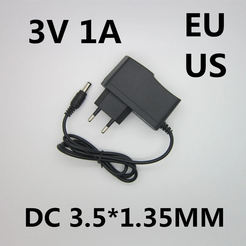 Adaptador AC/DC 3V 1A 1000ma AC 100-240V, fuente de alimentación del cargador 3V1A, enchufe europeo DC 3,5x1,35mm, envío gratis