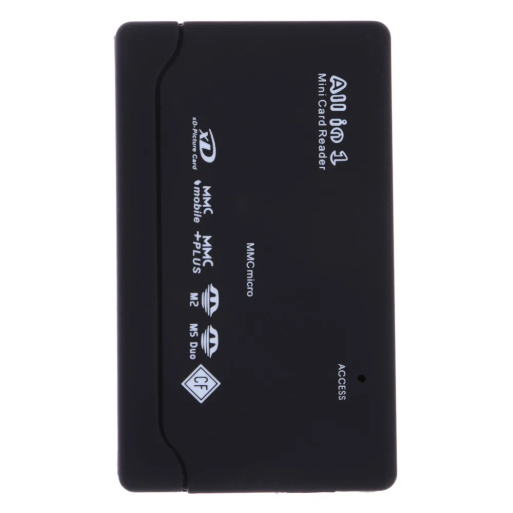 Lector de tarjetas de memoria todo en uno, adaptador USB externa de tarjeta SD SDHC Mini Micro M2 MMC XD CF, color negro - imagen 2