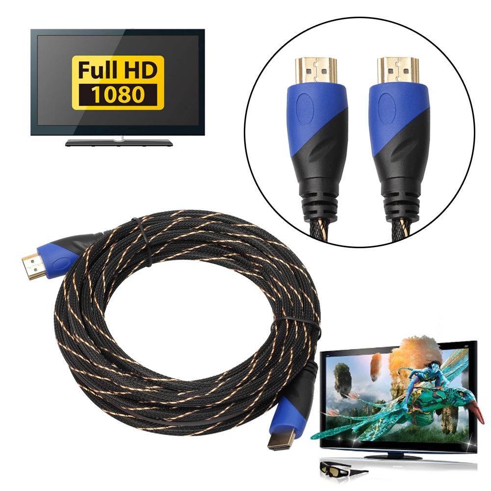 Cable trenzado compatible con HDMI V1.4 AV HD 3D para PS3, Xbox, HDTV, medidores 0,5 P con cabezal de enchufe chapado en oro antideslizante, 1/1/1080. 8/3M - imagen 3
