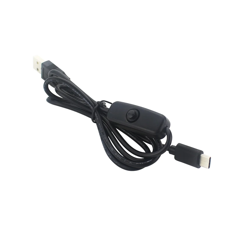 Raspberry Pi 4 Modelo B Cable de carga USB tipo C con botón de encendido y apagado 3A 1M Cable de alimentación USB C para teléfono Android Orange Pi 4 3 LTS - imagen 5