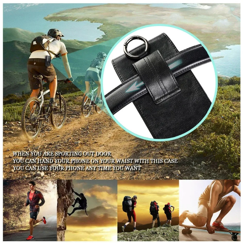 Genuine leather phone pouch Flip holster belt clip vertical waist bag for iphone Xs max 6 7 8 plus universal phone case for XR (9)