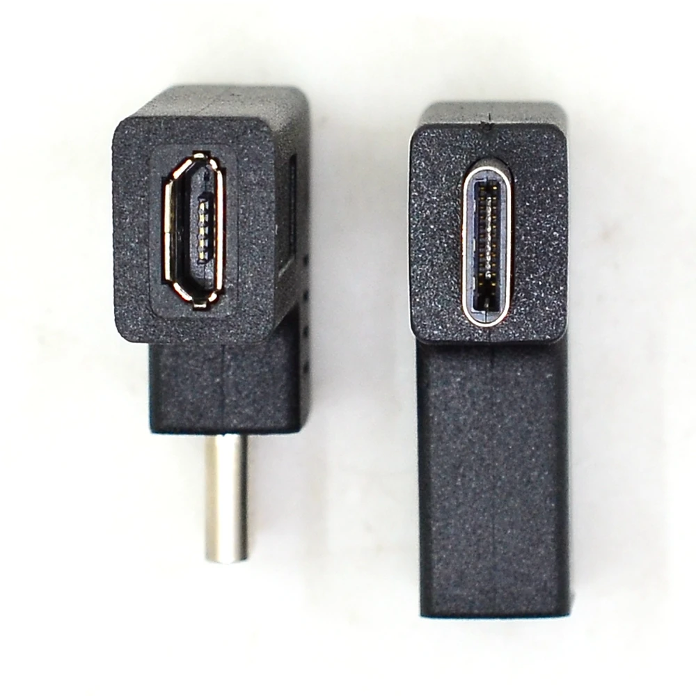 Adaptador hembra tipo C macho a Micro USB 2,0 en ángulo recto de 90 grados, conector de datos de carga de codo para dispositivos USB - imagen 3