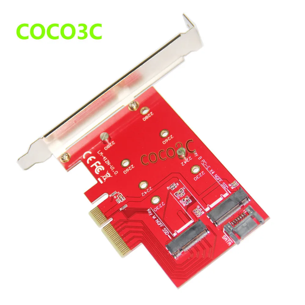 2 in 1 PCI-e 4x to B Key NGFF SSD + WiFi & Bluetooth 4.0 M.2 Module SATA 3.0 to M Key M.2 SSD adapter