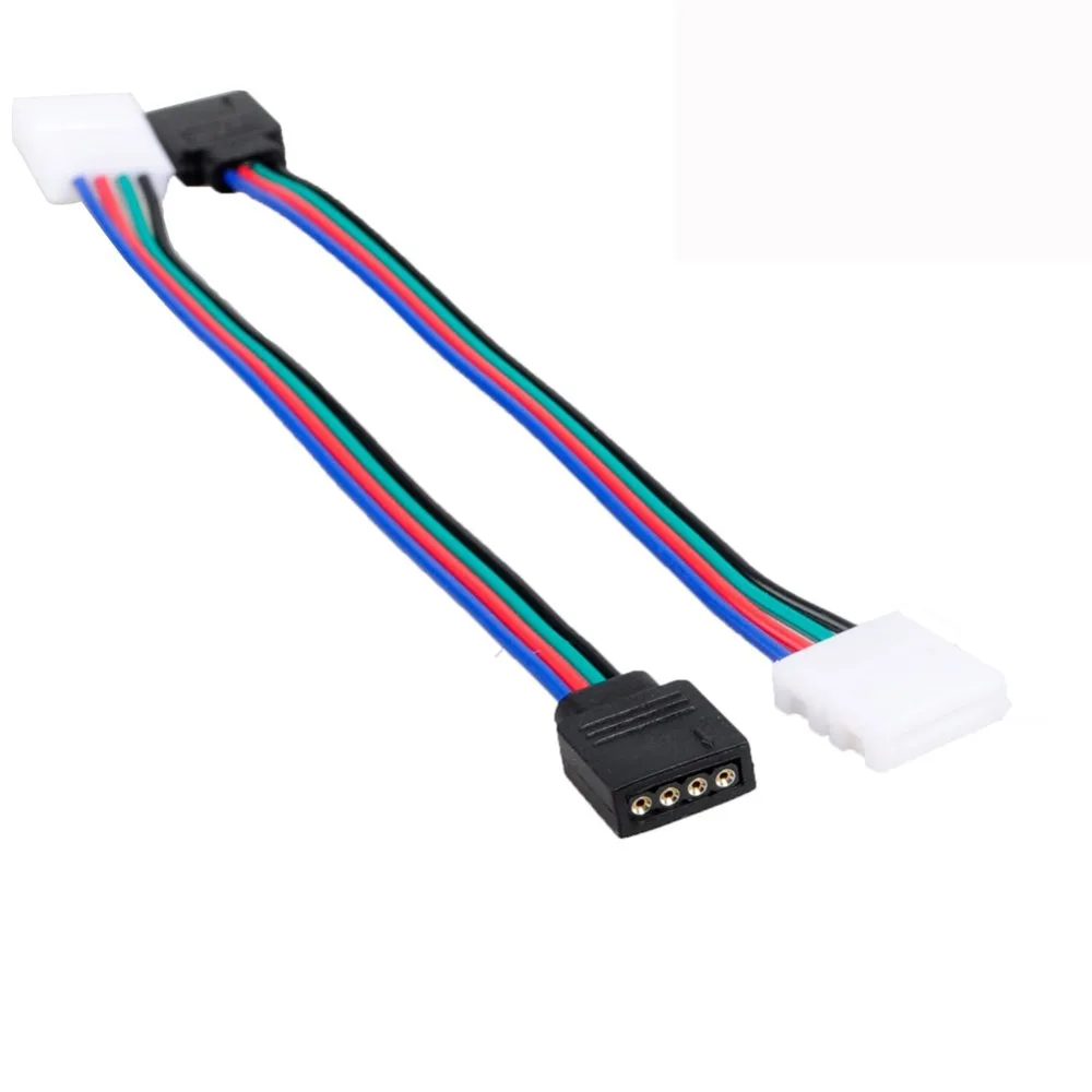 1 Uds 4 pines 5050 3828 RGB tira de LED hembra conector sin soldadura Cable Cables de extensión Clip - imagen 4