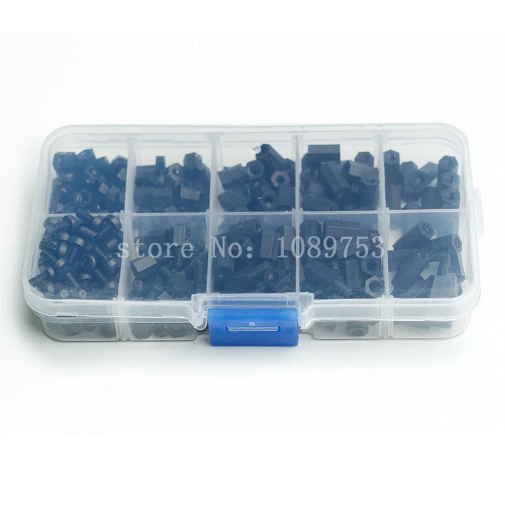 Kit Espaciadores Hexagonales Nailon M3 Negro - 300 Piezas - imagen 2