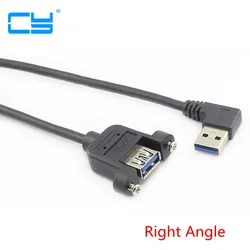 Cable USB 3.0 Extensión Macho-Hembra - Ángulo 90 con Tornillo Panel