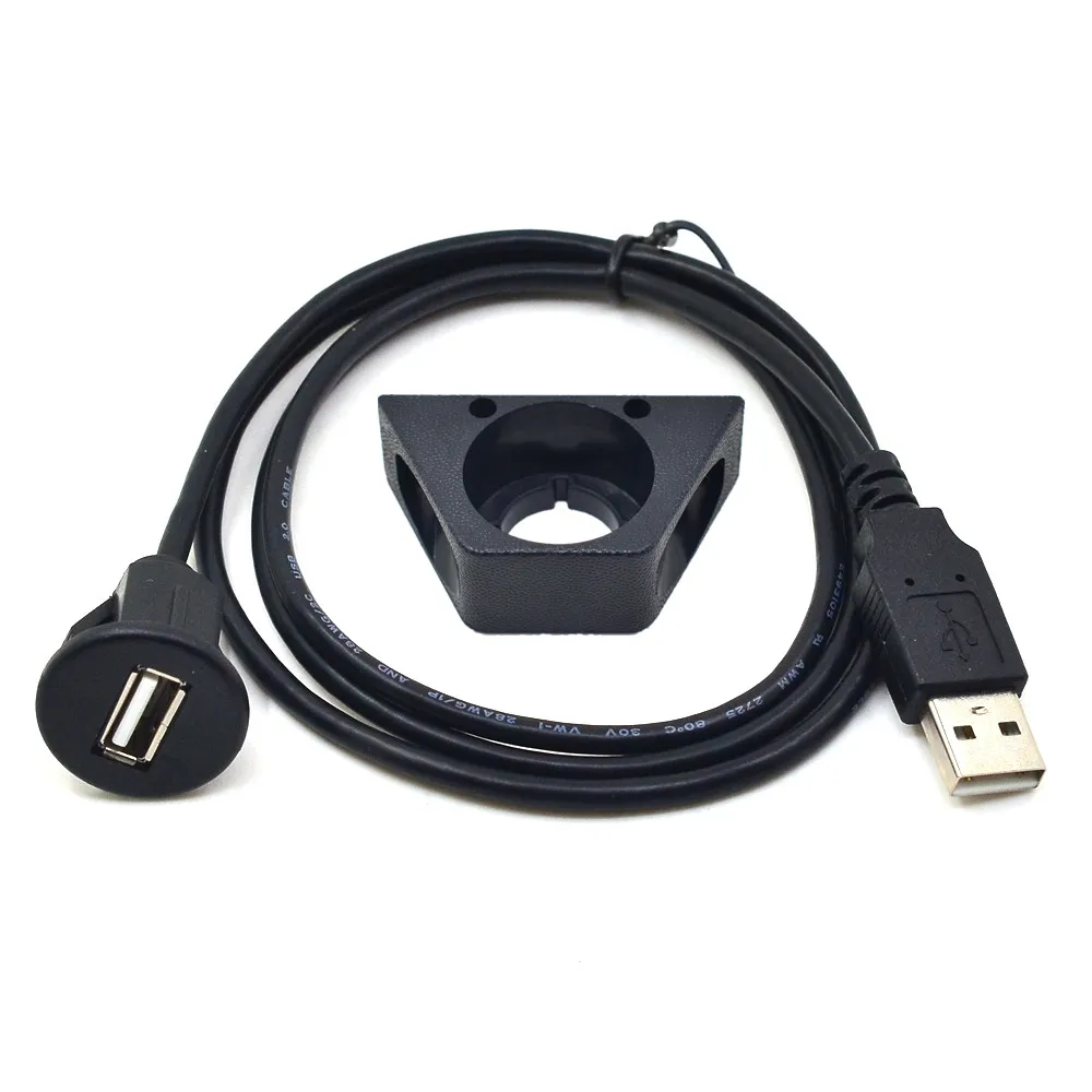 Cable de extensión USB 2,0 macho a hembra, resistente al agua, de 1m, para coche, camión, barco, motocicleta, Cable de Panel de tablero de montaje empotrado