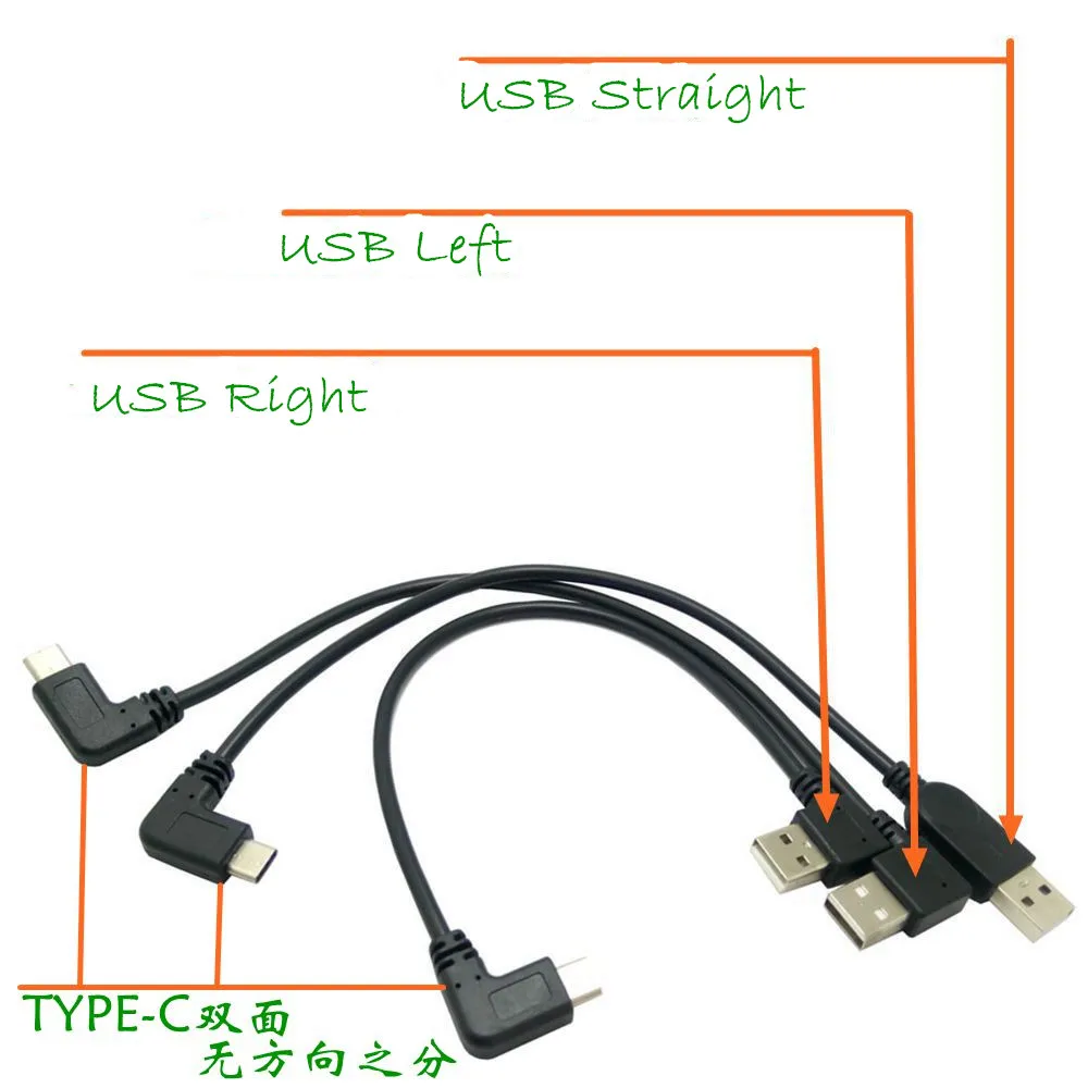 Tipo-c macho 90 grados en ángulo izquierdo a usb macho en ángulo izquierdo cable corto sincronización carga de datos para oneplus 3 - imagen 5