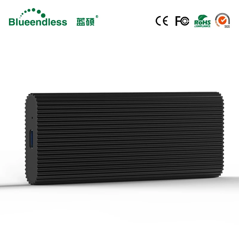 Blueendless-fundas de disco duro Ssd portátil M.2, carcasa de disco duro de alta velocidad tipo C, Usb 3,1, de aluminio negro, Caddy Hdd - imagen 3