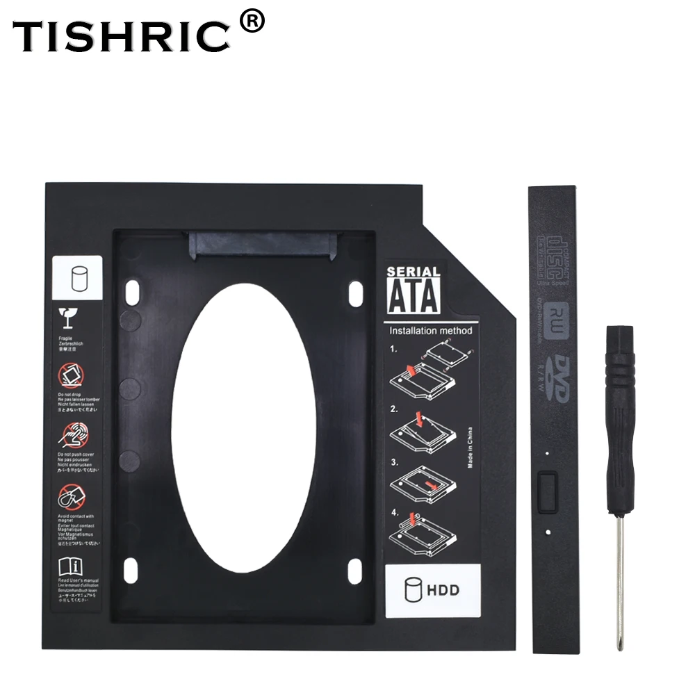 TISHRIC plástico HDD Caddy 9,5 o 12,7mm SATA 3,0 Optibay 2,5 ''SSD DVD disco duro controlador CD-ROM adaptador caja - imagen 2