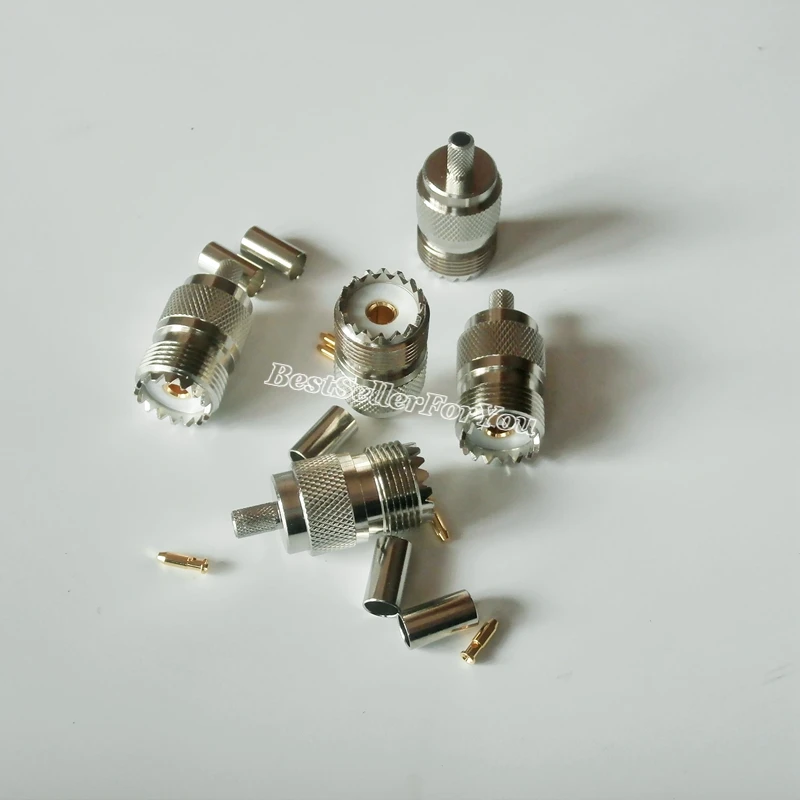 Conector hembra UHF SO239 RF coaxial, engarce para cable recto RG58 LMR195 RG142, 1 unidad, nuevo - imagen 5