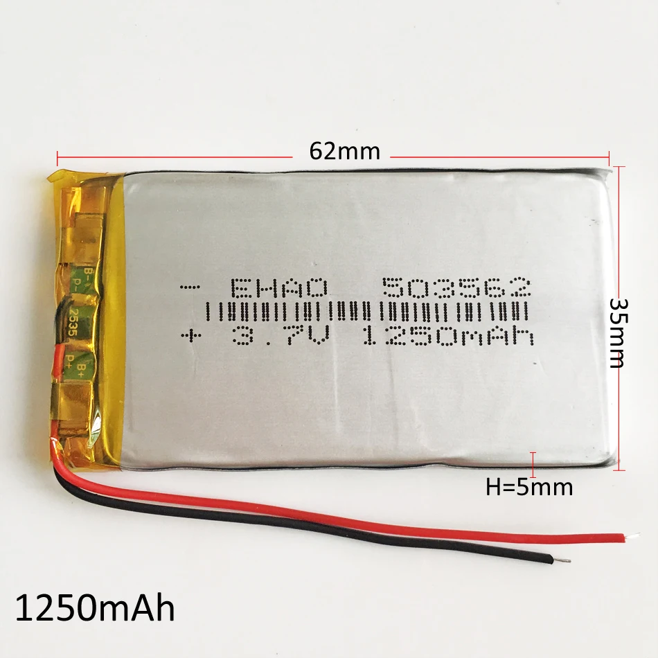 Batería recargable de polímero de litio LiPo, 10 piezas, 3,7 V, 1250mAh, 503562, para MP3, MP4, MP5, GPS, PSP, DVD, tableta, PC - imagen 2